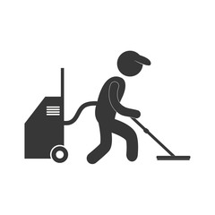 man user professional vaccum cleaning figure pictogram vector illustration eps 10