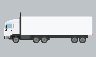 Long vehicle trailer truck with flat and solid color design. Illustrated vector icon.