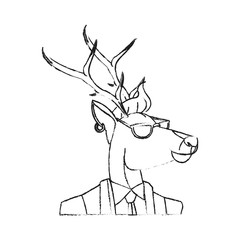 deer with hipster style over white background. vector illustration