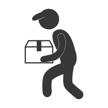 recommend clip art: delivery man with cap box figure pictogram vector illustration eps 10