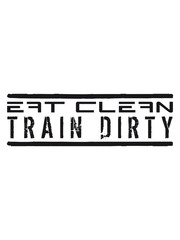 2 lines eat clean stamp buttons weight spoof cool text logo design train dirty weight lifting muscles muscles hard training