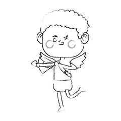 baby cupid holding a bow over white background. vector illustration
