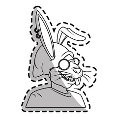 rabbit with hipster style over white background. vector illustration