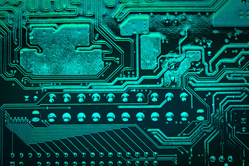 Circuit board. Electronic computer hardware technology. Motherboard digital chip. Tech science background. Integrated communication processor. Information engineering component.