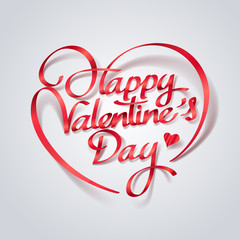 Red ribbon of valentines day vintage lettering background