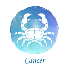 Color water symbol of crab to Cancer of zodiac and horoscope