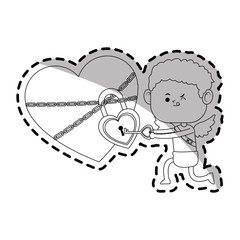 baby cupid with heart icon over white background. vector illustration