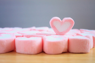 pink heart shape marshmallow for valentines background
