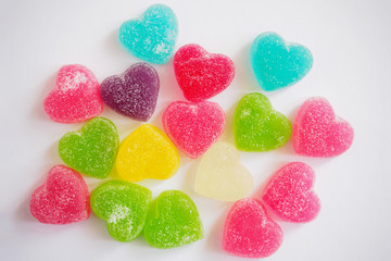 colorful hearts candy on white for valentines background