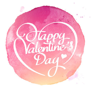 Calligraphy of valentines day vintage lettering water color