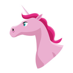 pink unicorn horse icon over white background. colorful design. vector illustration