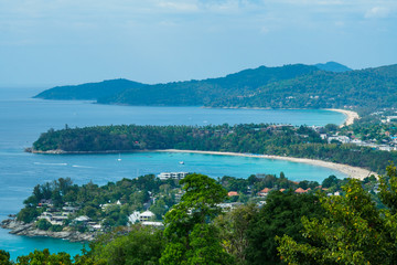 Fototapeta premium Beautiful beach from high view point, Kata and Karon beaches, Ph