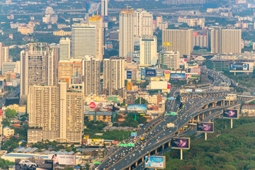 the landscape of the building in bangkok thailand. from baiyok sky tower.