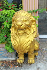 Golden lion statues