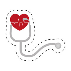 stethoscope pulse heart diagnosis cut line vector illustration eps 10