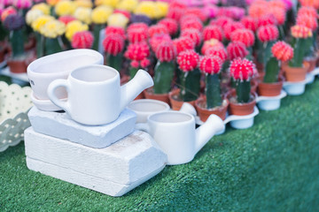 Ceramic pottery made at the plants. A decorative garden landscaping