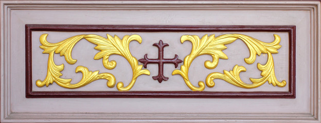 christian cross symbol on wood wall