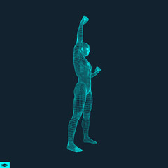 Standing Man. Human with arm up. 
