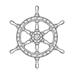  illustration of an old nautical wooden steering wheel © vectorpocket