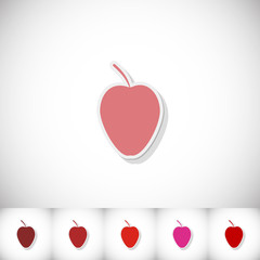 Apple. Flat sticker with shadow on white background