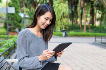 Woman use of tablet computer