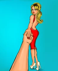 Poster Pop Art  illustration of sexy pin up blonde