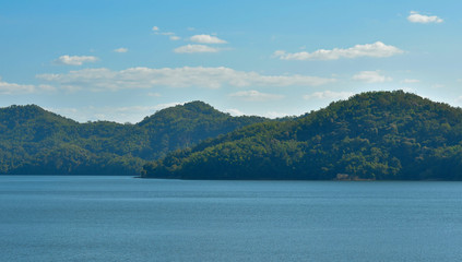 Mountains, sky, water