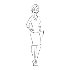 businesswoman cartoon icon over white background. vector illustration