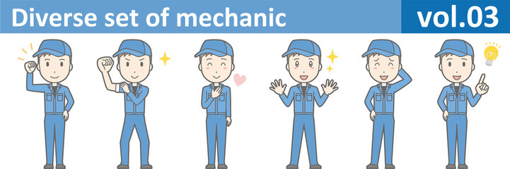 Diverse set of mechanic, EPS10 vol.03 (Young mechanic in blue uniform)