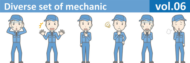 Diverse set of mechanic, EPS10 vol.06 (Young mechanic in blue uniform)