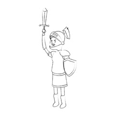knight cartoon icon over white background. vector illustration