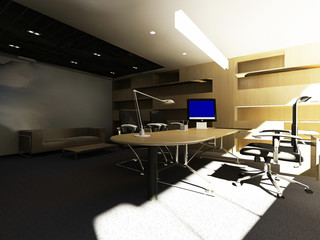 modern office interior 3d rendering

