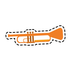 trumpet instrument icon over white background. colorful design. vector illustration