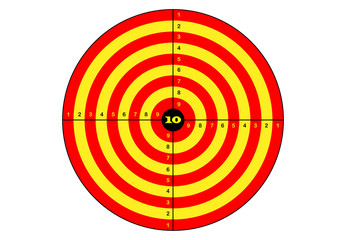 Target shooting, vector, target in yellow and orange color
