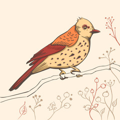 illustration of a bird. hand made background