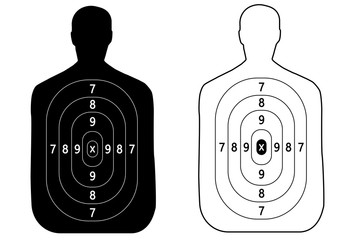 Two targets of the outline of a man shooting