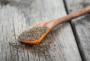 Chia Samen (Salvia hispanica) Nahaufnahme