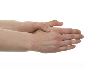 Male Hand Anatomy - Studio shot with 3D illustration isolated on