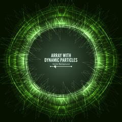 Array Vector With Dynamic Particles. Technology Motion Design. Graphic Abstract Background  Lighting Effect