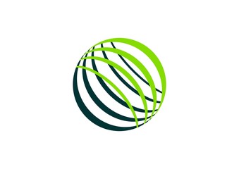 global swirl sphere lines elements logo, abstract twist circle symbol icon, round shape vector design template