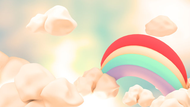 3d rendering picture of rainbow and clouds
