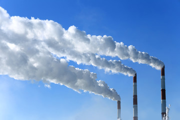 Hydroelectric power plant in winter