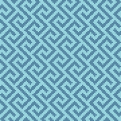 Meander Pixel Art Seamless Pattern.