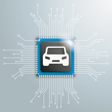 Digital Car Futuristic Processor Circuit Board Infographic