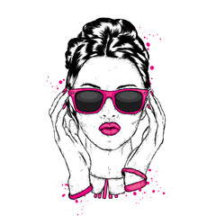 Beautiful girl with glasses. Vector illustration. Fashion & Style.