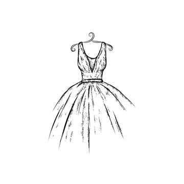 Dress in the vector. Hand drawing clothes . Vintage . Fashion.

