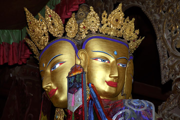 The Vairochana Buddha statue in Pelkor Chode monastery on September 2007 in Gyantse, Tibet, China