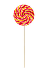 Sweet lollipop with yellow and red stripes