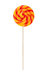 Sweet lollipop with yellow and red stripes