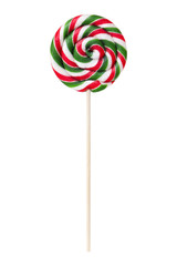 Sweet lollipop with green and red stripes